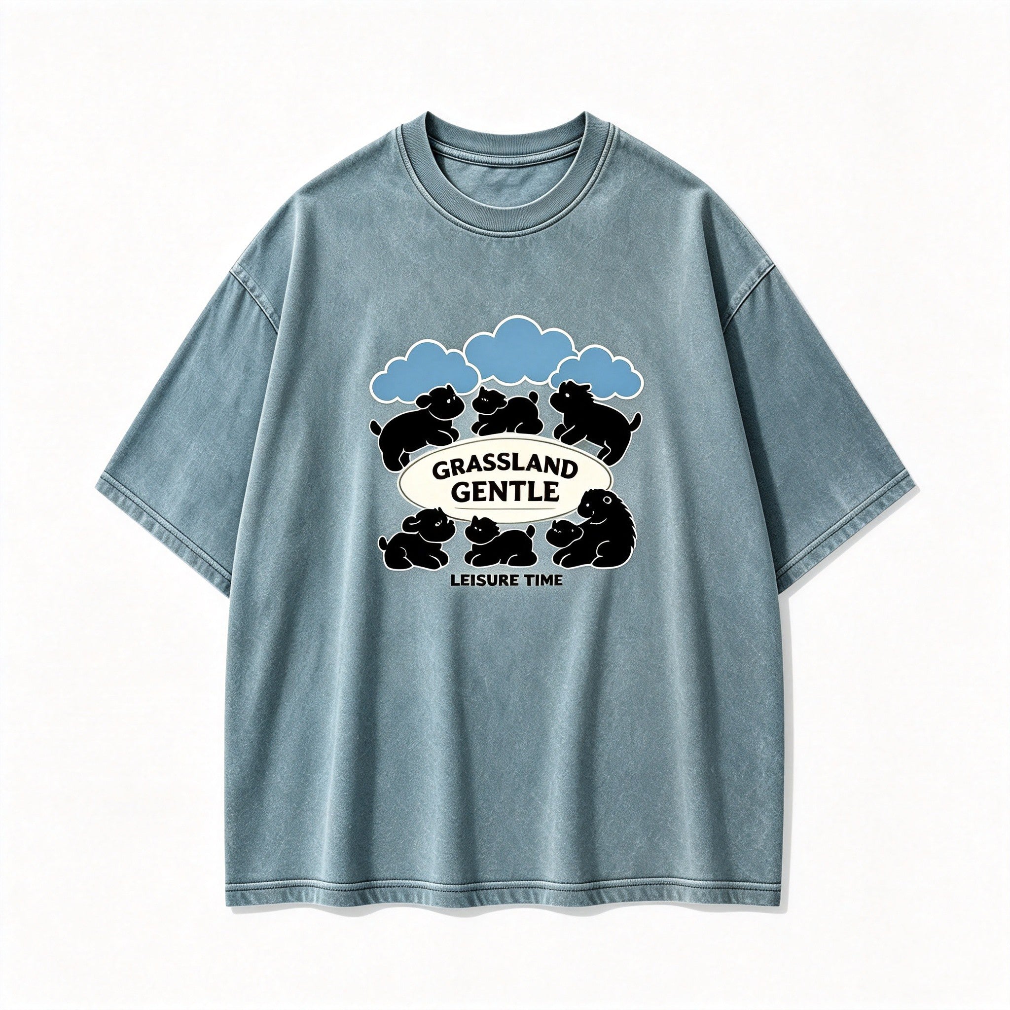 Vintage Grassland Gentle Quiet Prairie Dweller Retro Circular Graphic Artwork