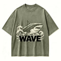 Vintage Wave Shark Ocean Predator Retro Circular Graphic Artwork