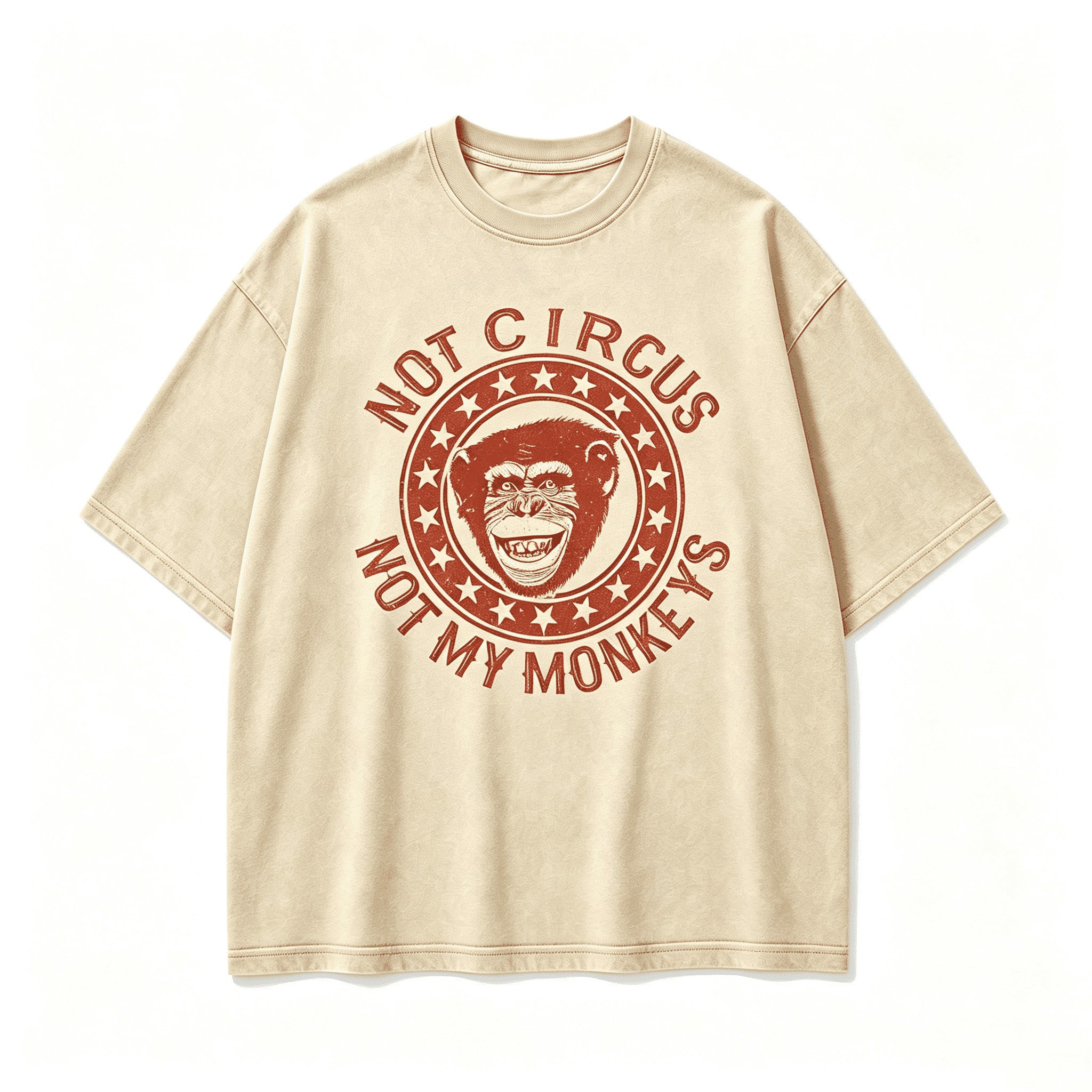 Vintage Not Circus Not My Monkeys Chimpanzee Circular Retro Graphic Artwork