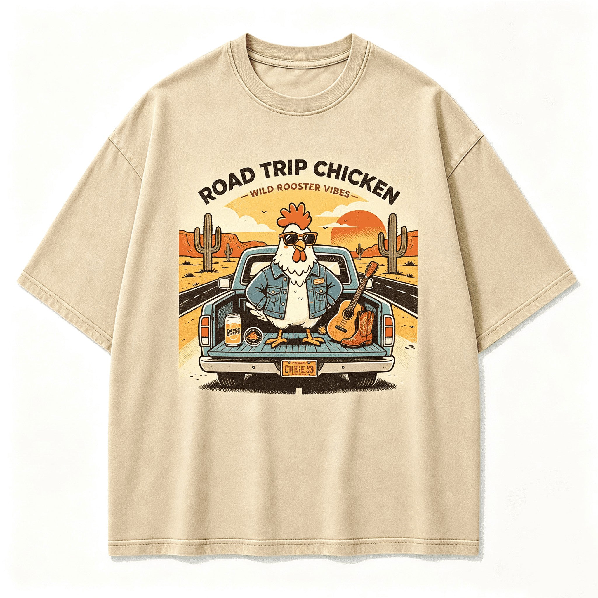 Vintage Road Trip Chicken Highway Wanderer Retro Graphic Artwork