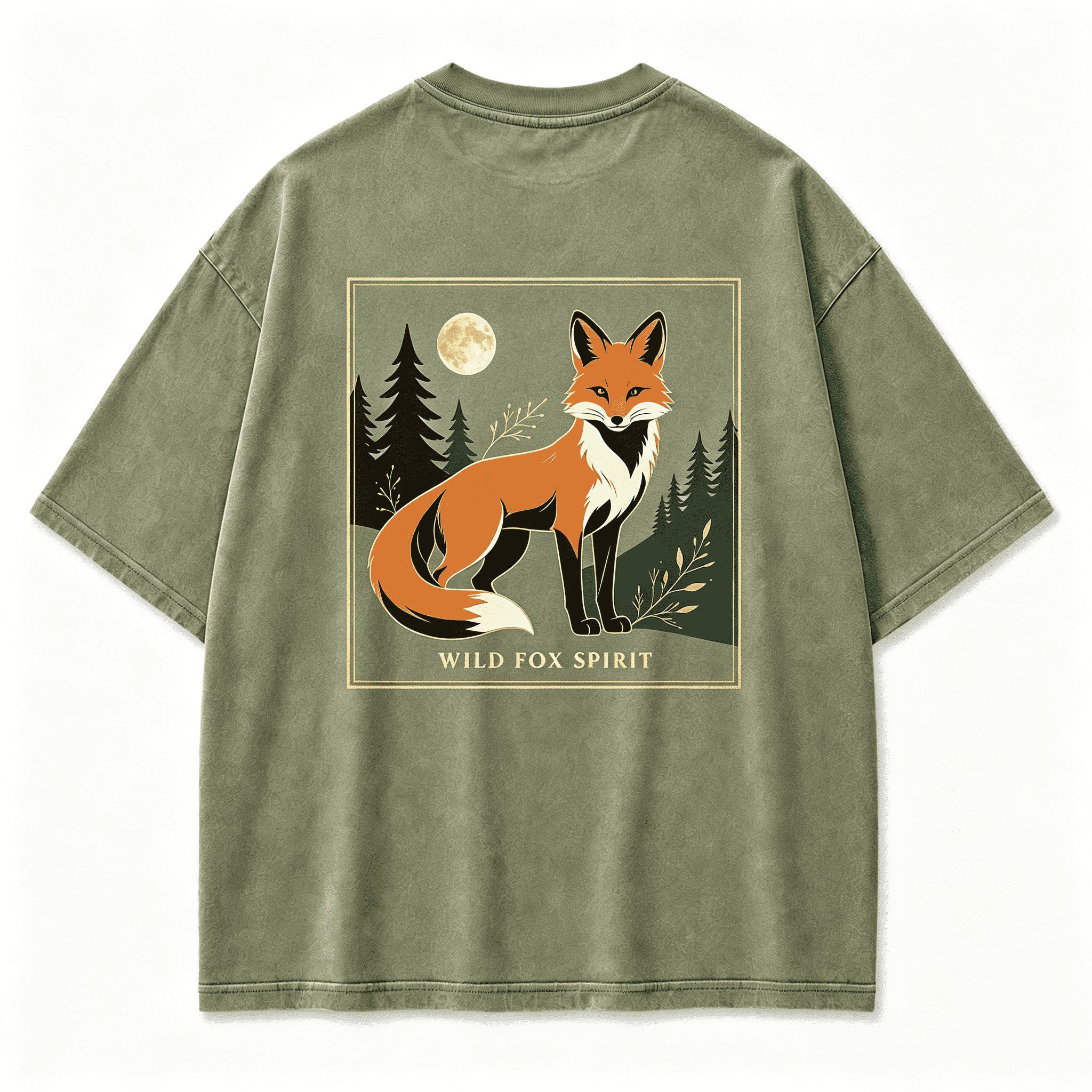 Vintage Wild Fox Spirit Woodland Independent Soul Retro Graphic Artwork (Print On Back)
