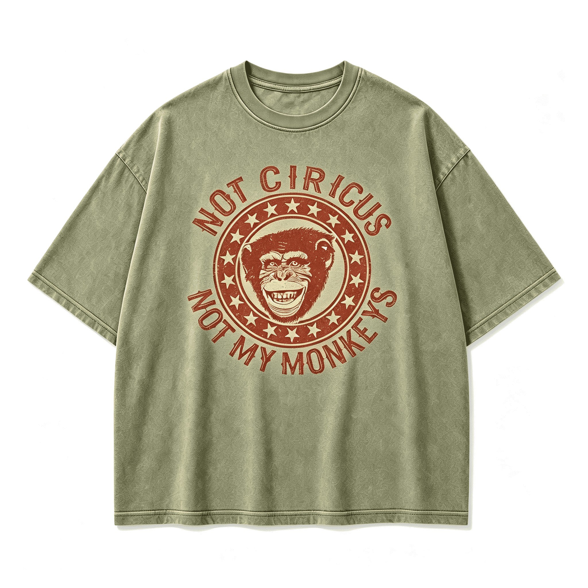Vintage Not Circus Not My Monkeys Chimpanzee Circular Retro Graphic Artwork
