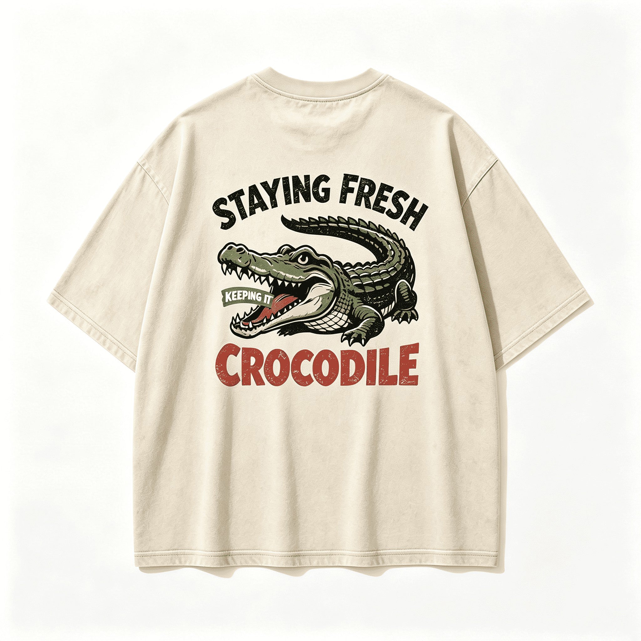 Vintage Staying Fresh Crocodile Swamp Wild Reptile Retro Circular Graphic Artwork（Print On Back）