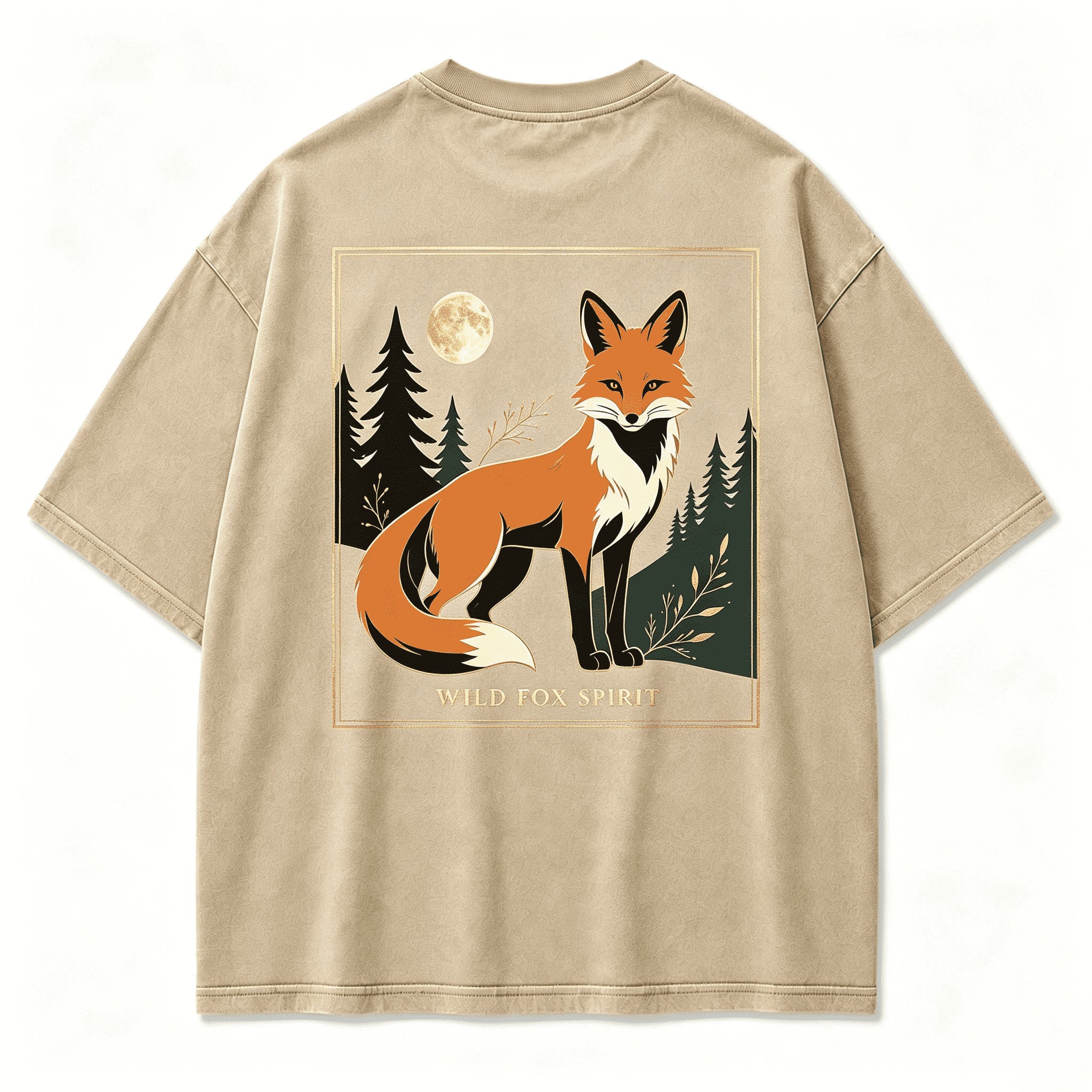 Vintage Wild Fox Spirit Woodland Independent Soul Retro Graphic Artwork (Print On Back)