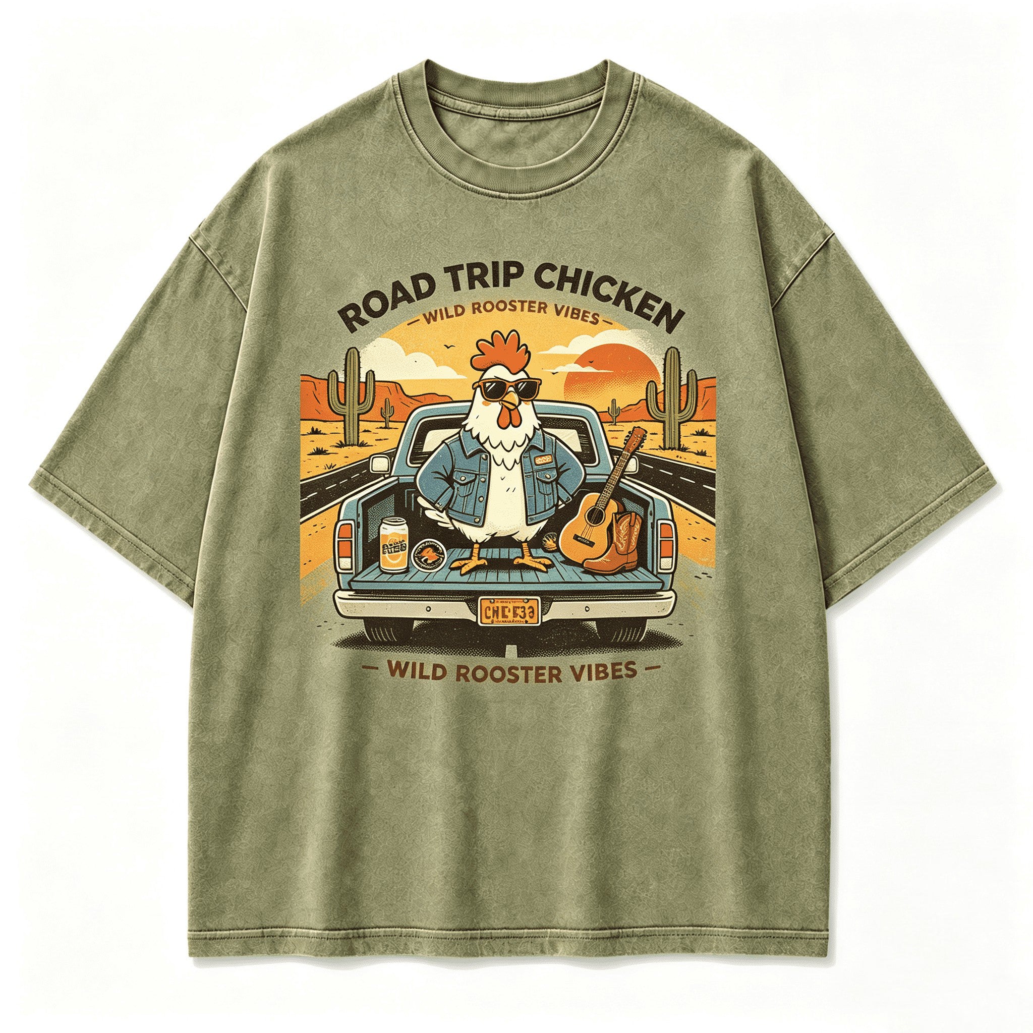 Vintage Road Trip Chicken Highway Wanderer Retro Graphic Artwork
