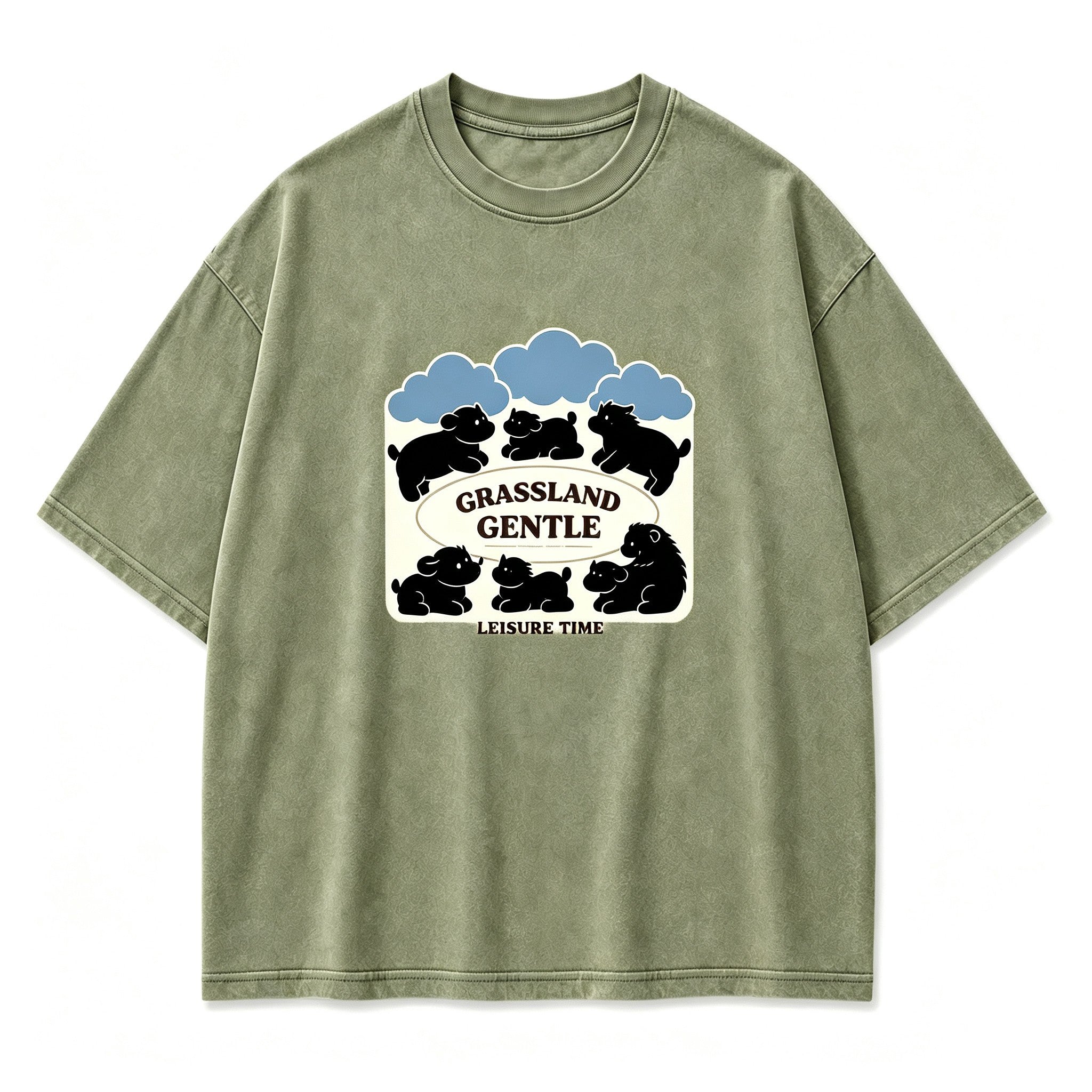 Vintage Grassland Gentle Quiet Prairie Dweller Retro Circular Graphic Artwork