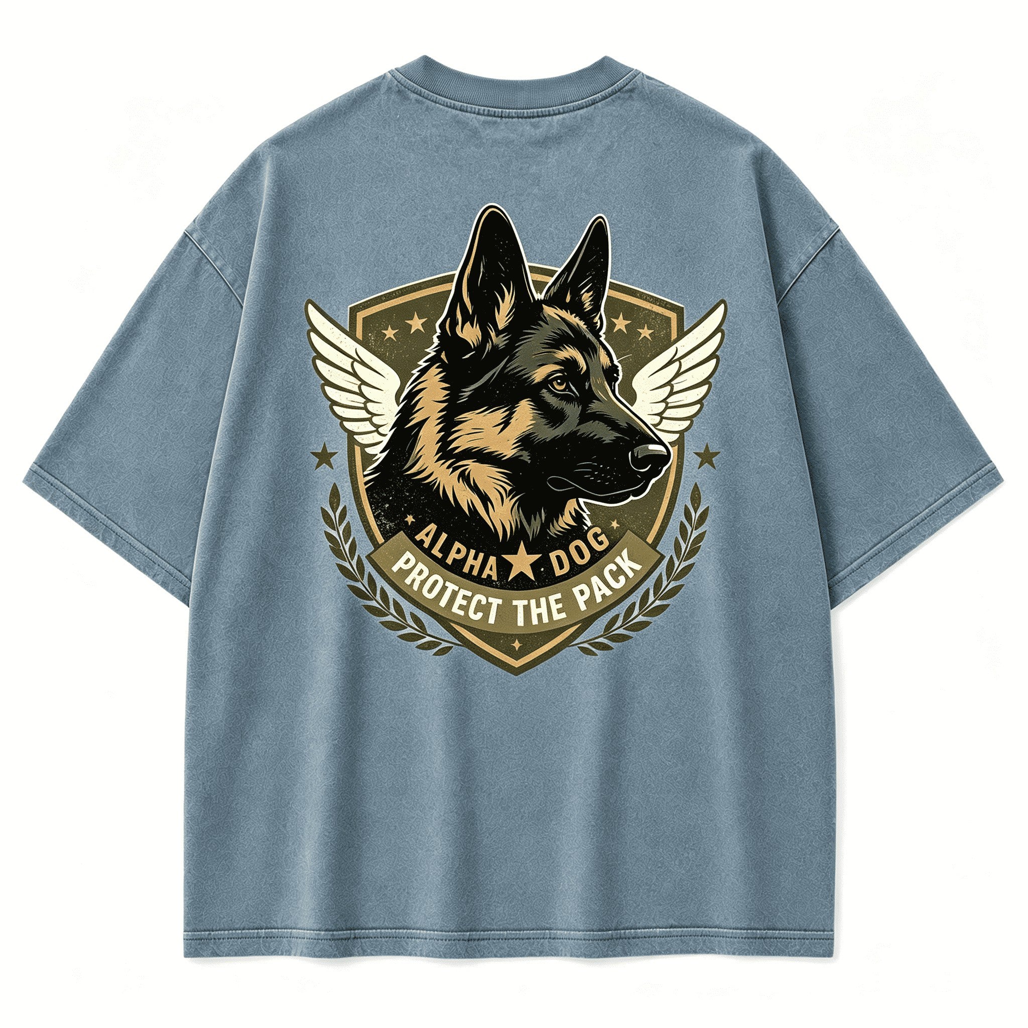 Vintage Alpha Dog Protect The Pack Wilderness Canine Retro Circular Graphic Artwork（Print On Back）