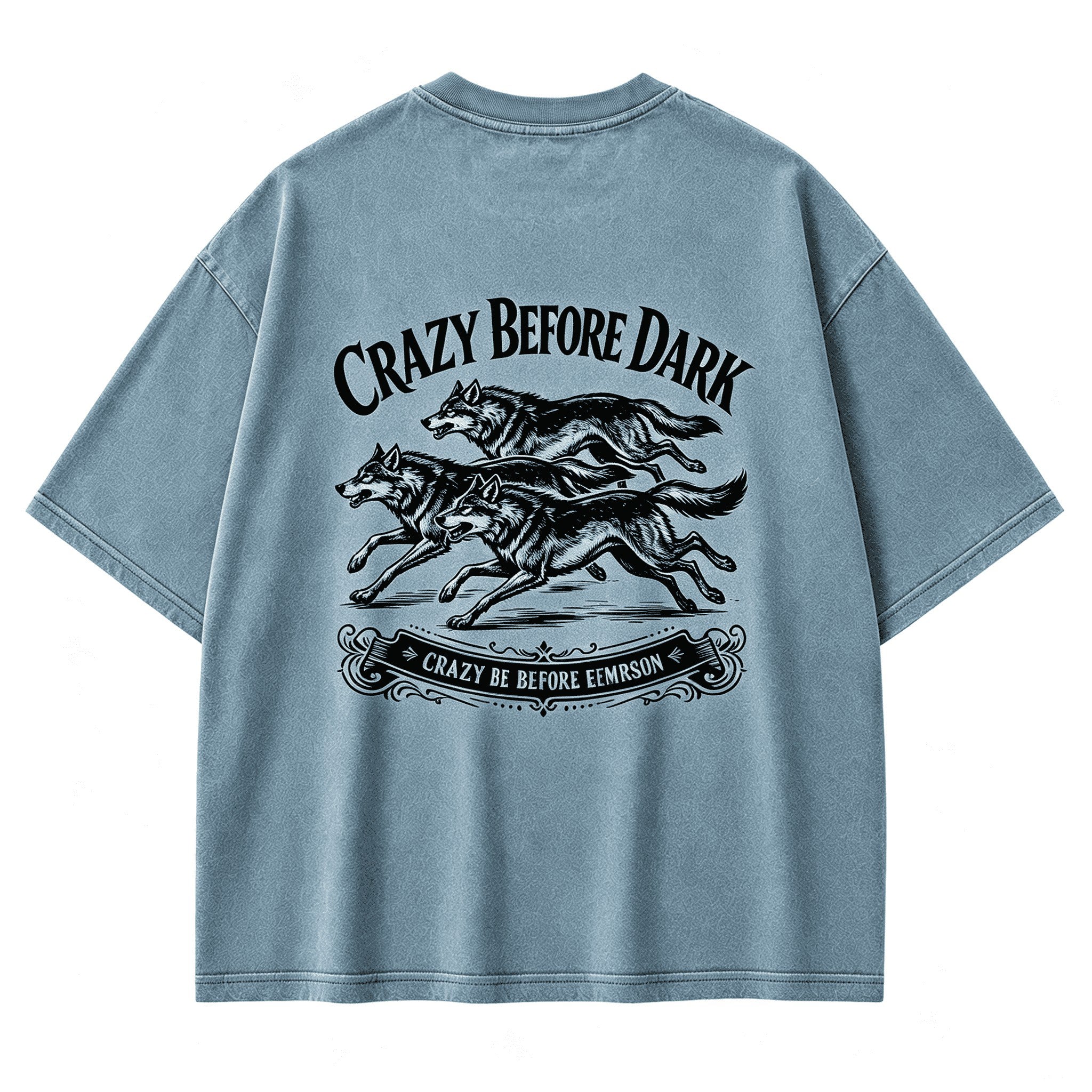 Vintage Crazy Before Dark Twilight Wild Soul Retro Circular Graphic Artwork（Print On Back）