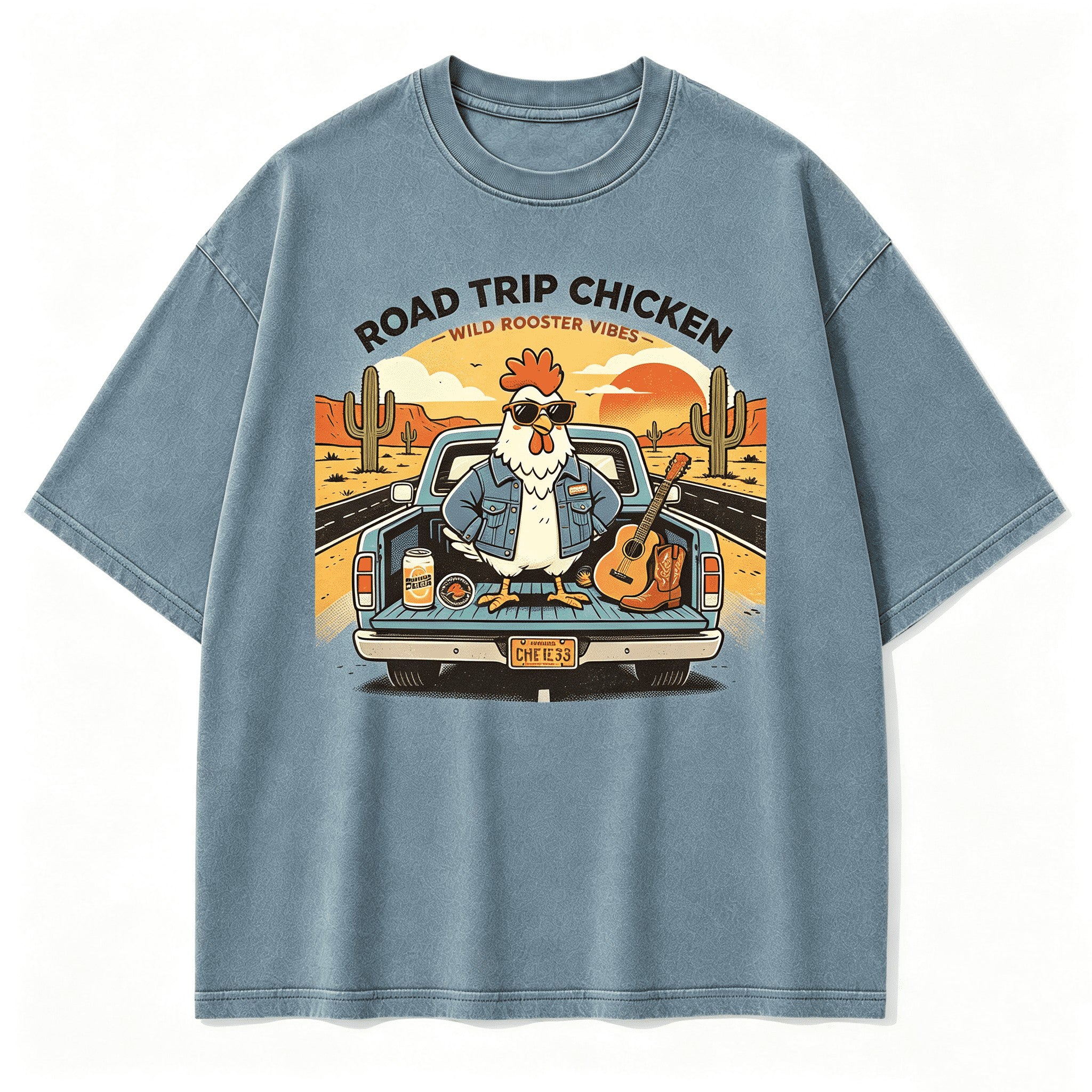 Vintage Road Trip Chicken Highway Wanderer Retro Graphic Artwork