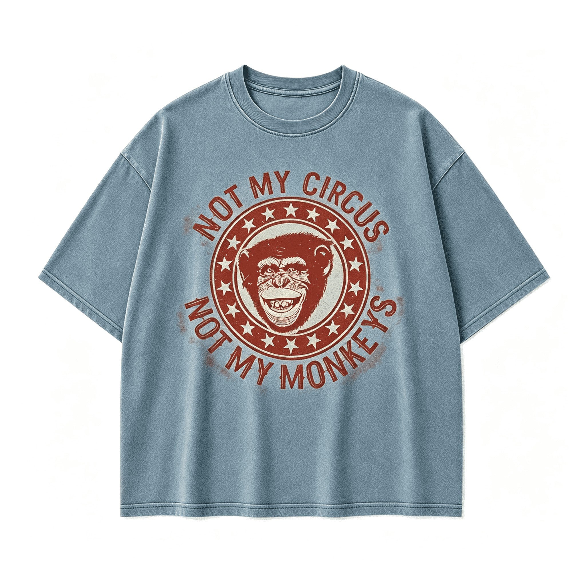 Vintage Not Circus Not My Monkeys Chimpanzee Circular Retro Graphic Artwork