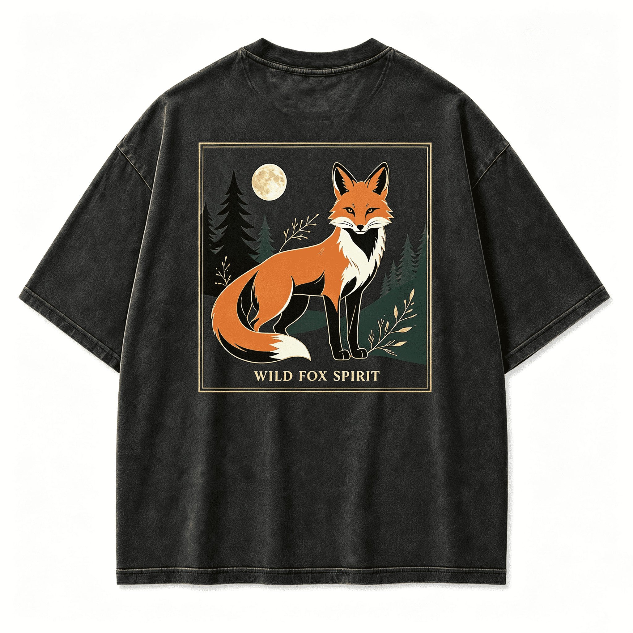 Vintage Wild Fox Spirit Woodland Independent Soul Retro Graphic Artwork (Print On Back)