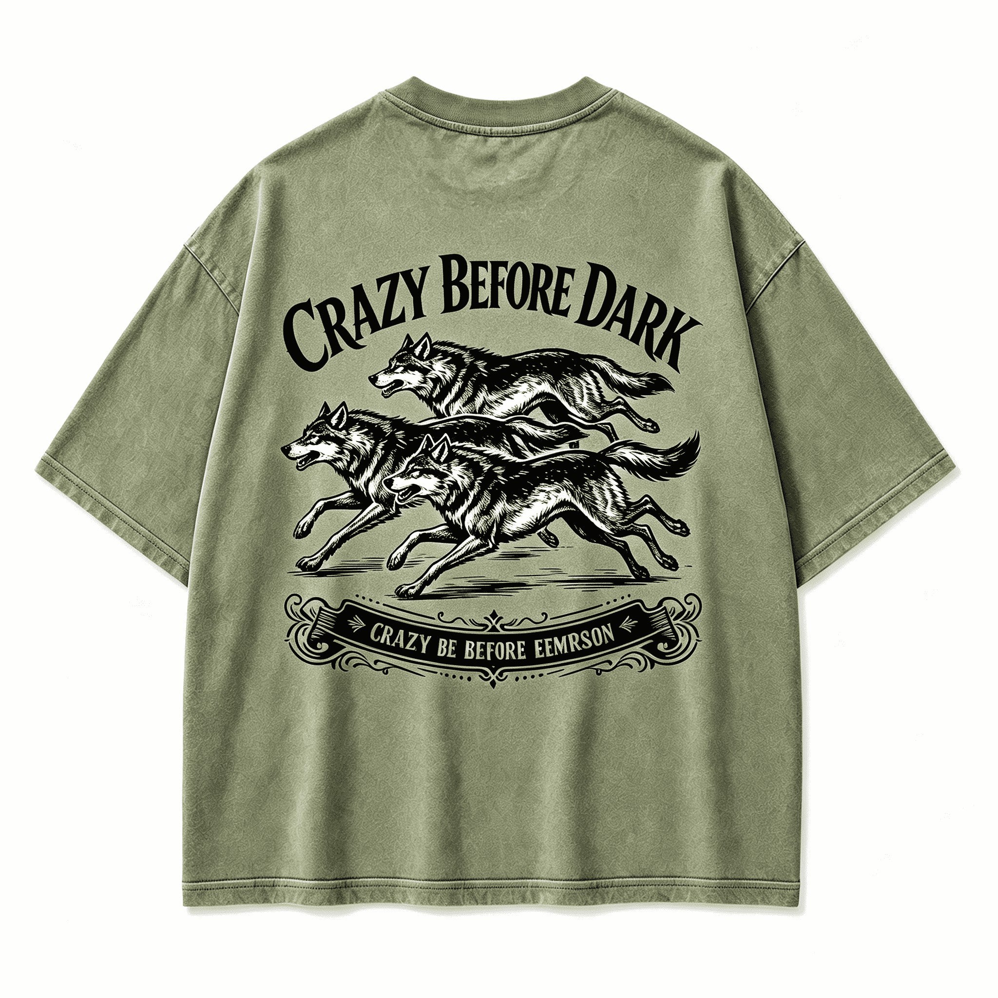 Vintage Crazy Before Dark Twilight Wild Soul Retro Circular Graphic Artwork（Print On Back）