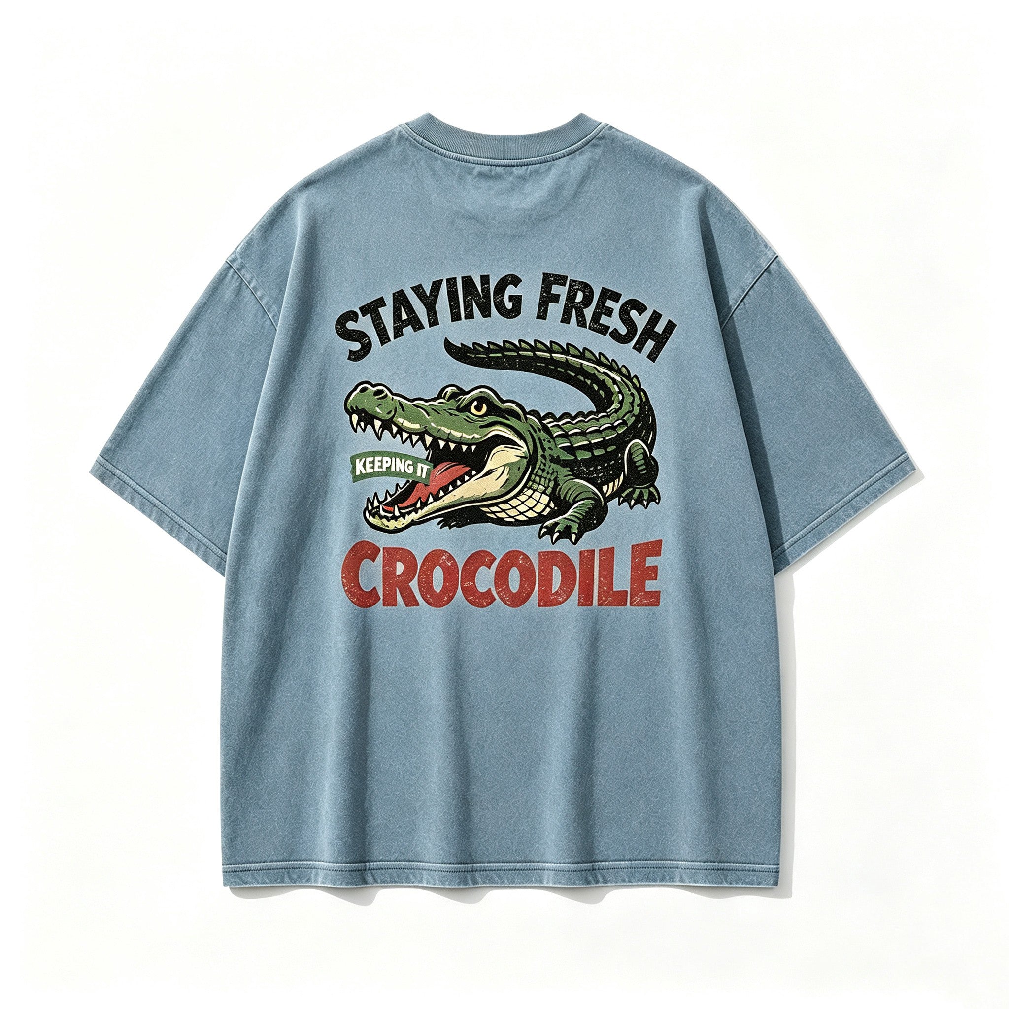 Vintage Staying Fresh Crocodile Swamp Wild Reptile Retro Circular Graphic Artwork（Print On Back）