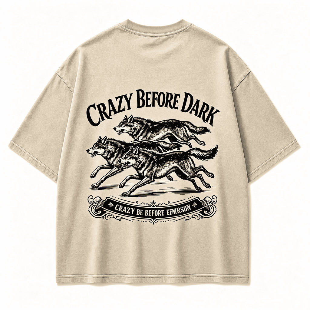 Vintage Crazy Before Dark Twilight Wild Soul Retro Circular Graphic Artwork（Print On Back）