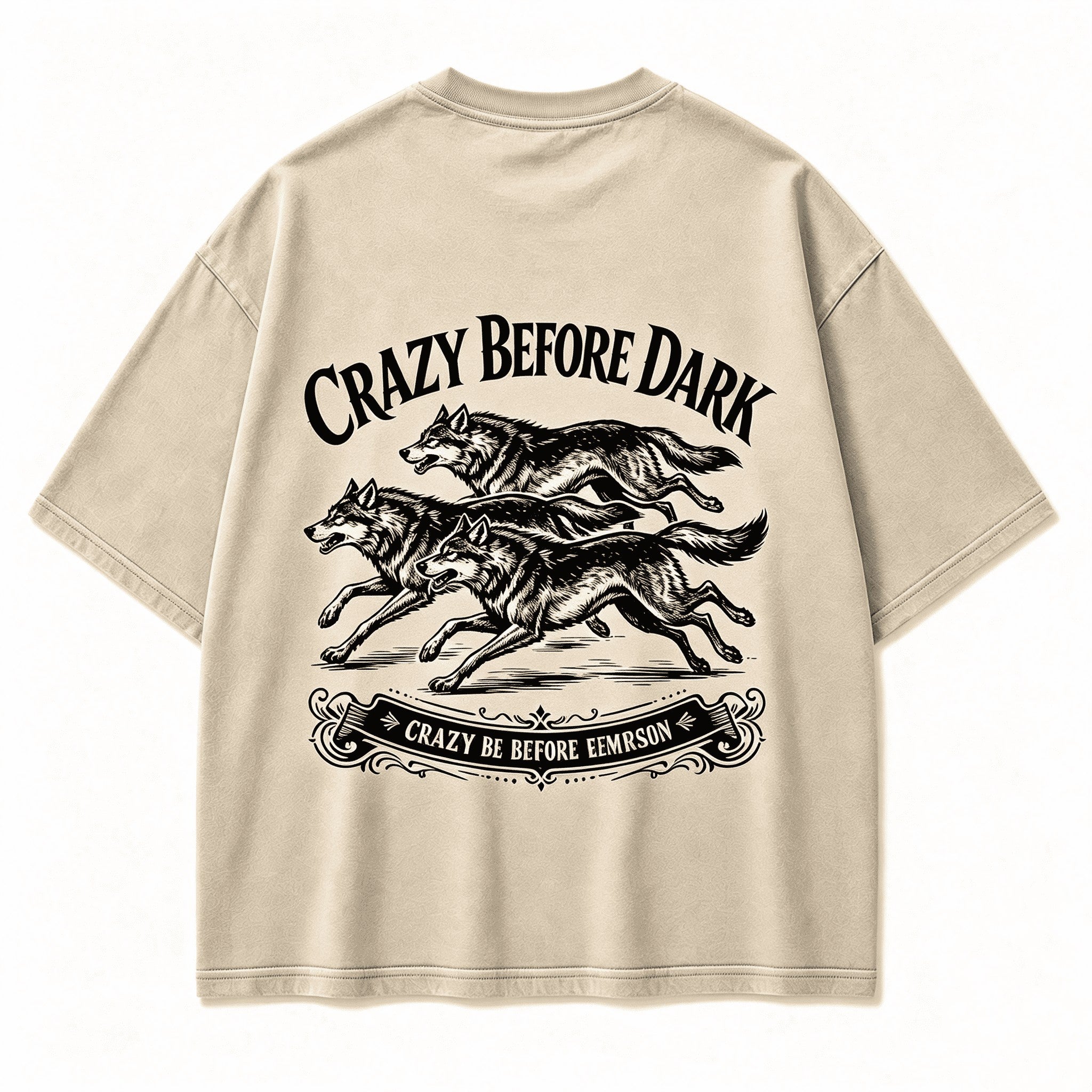 Vintage Crazy Before Dark Twilight Wild Soul Retro Circular Graphic Artwork（Print On Back）