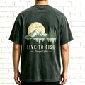 Live To Fish Escape Often Nature Mountain Sunset Fishing Graphic T-Shirt
