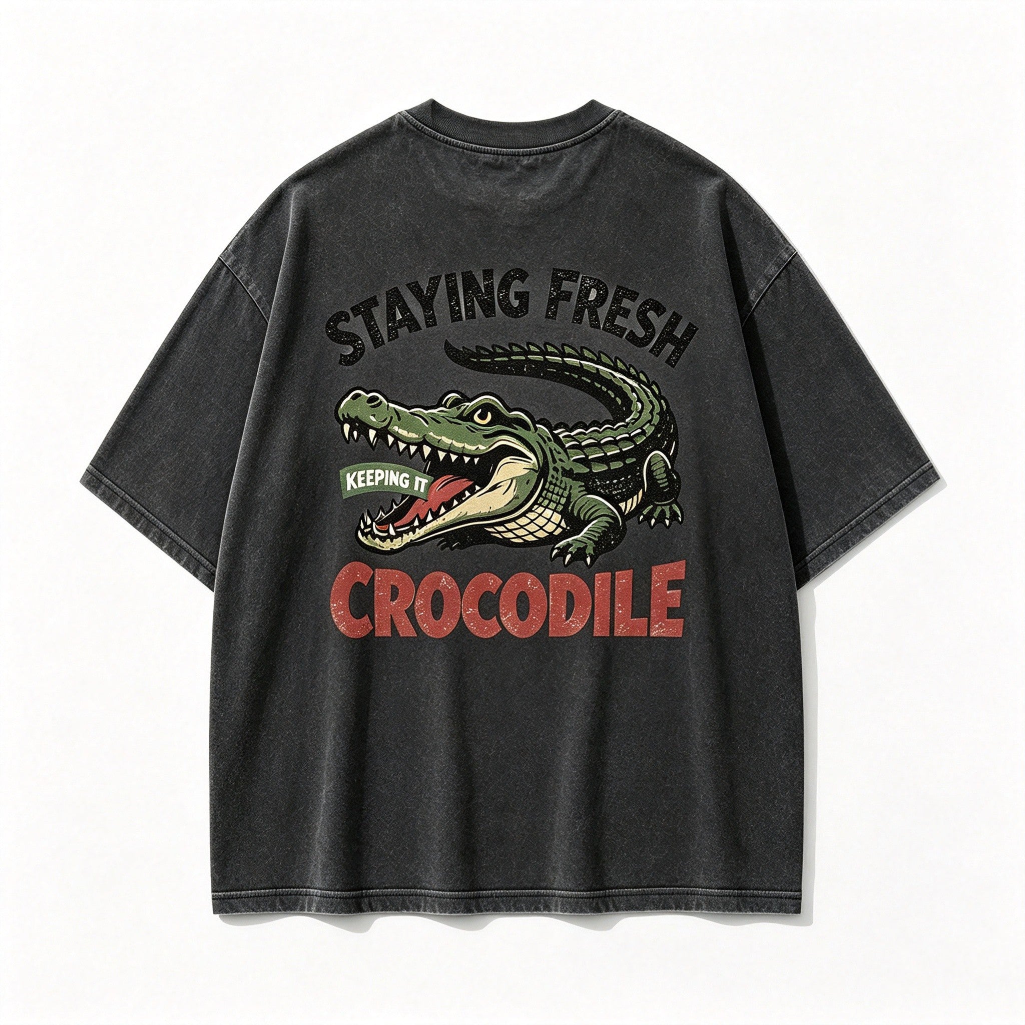 Vintage Staying Fresh Crocodile Swamp Wild Reptile Retro Circular Graphic Artwork（Print On Back）