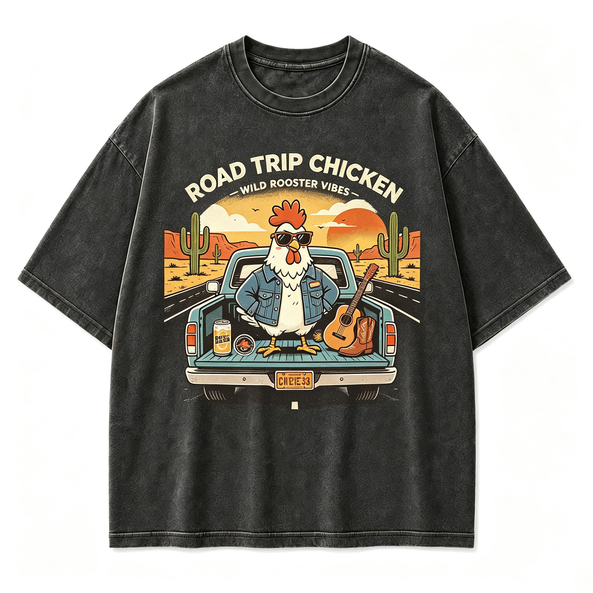 Vintage Road Trip Chicken Highway Wanderer Retro Graphic Artwork