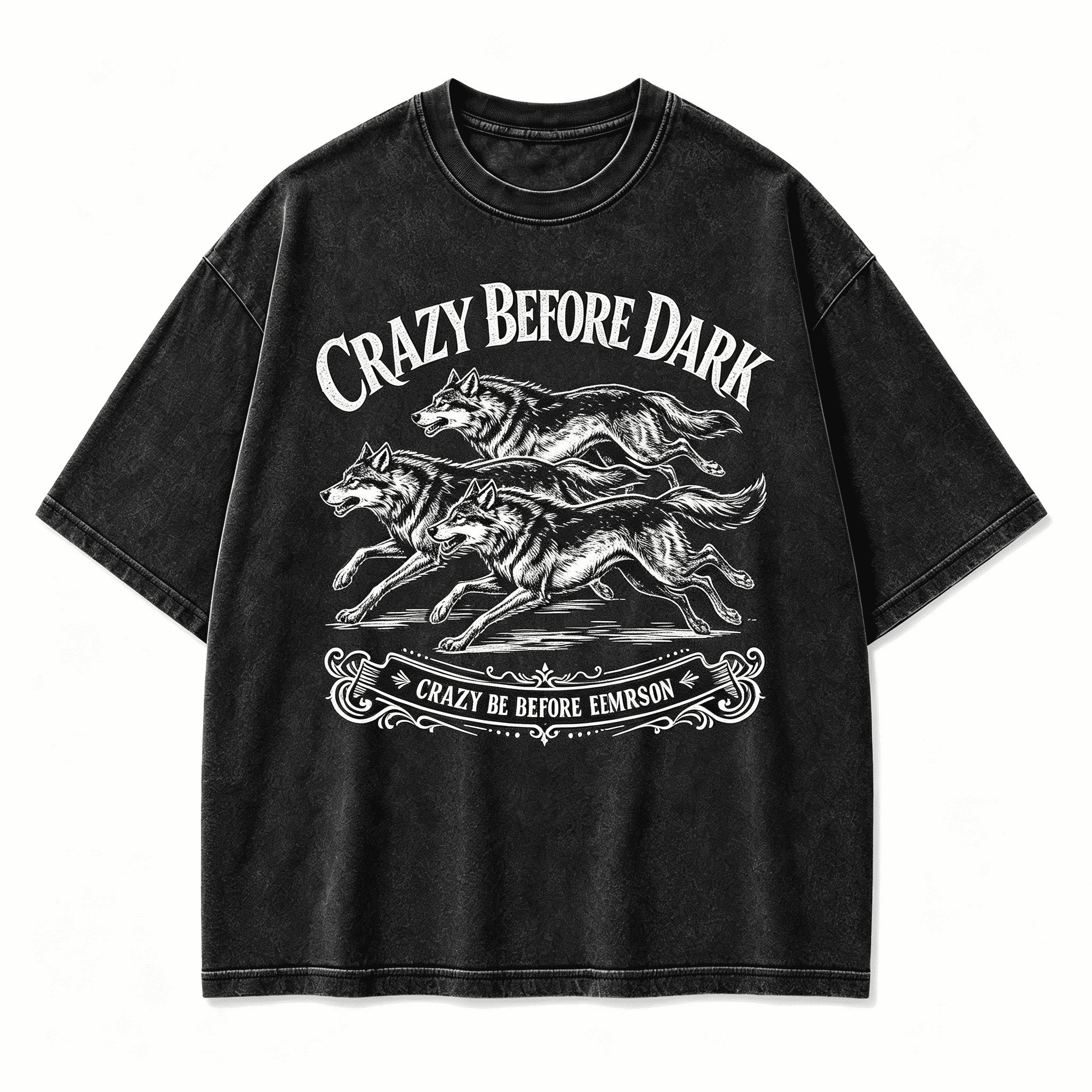 Vintage Crazy Before Dark Twilight Wild Soul Retro Circular Graphic Artwork（Print On Back）
