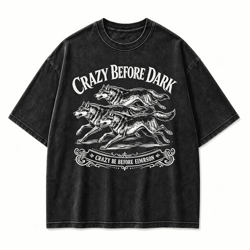 Vintage Crazy Before Dark Twilight Wild Soul Retro Circular Graphic Artwork（Print On Back）